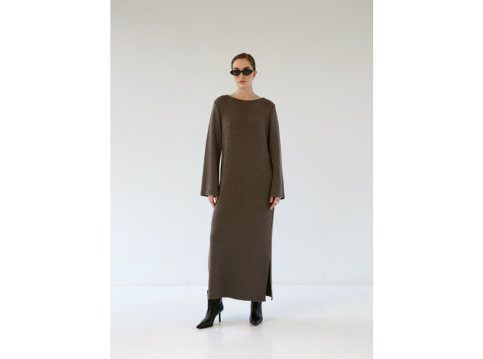 MERINO DRESS COFFEE M/L