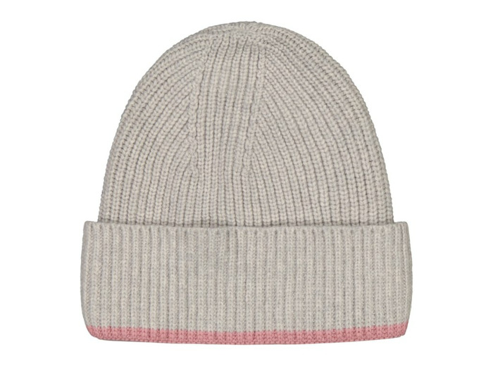 MERINO BEANIE GREY MELANGE AND BLUSH