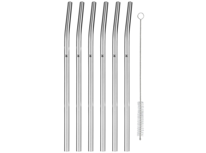 Baric straw 6 pcs. 24 cm, curved, w. brush