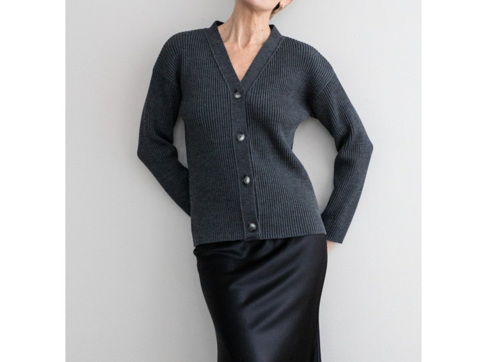 MERINO CARDIGAN DARK GREY MELANGE XS/S