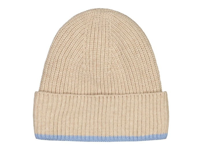 MERINO BEANIE OATMEAL AND BLUE