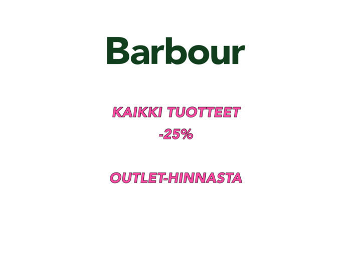 Barbour Talviale: -25% Outlet-hinnoista!