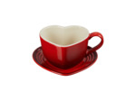 Stoneware Heart Mug with Saucer