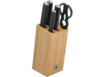 Kineo knife block w. 4 knives (bread/chef/carving/veg.) + scissors