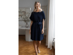 LINEN KNIT BOXY DRESS NAVY