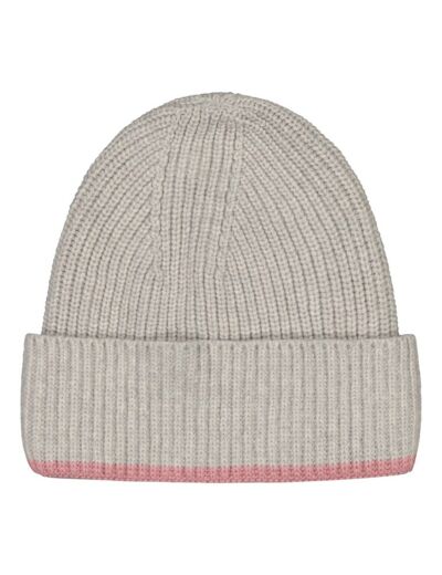 MERINO BEANIE GREY MELANGE AND BLUSH