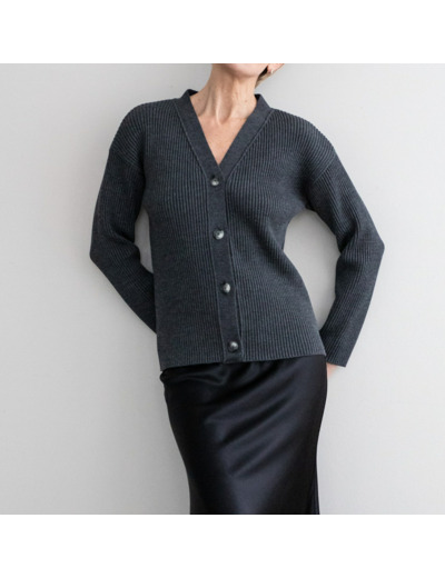 MERINO CARDIGAN DARK GREY MELANGE XS/S