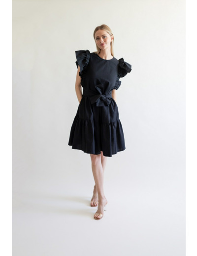 VICKY DRESS SEERSUCKER BLACK XS/S