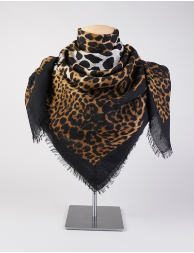 BALMUIR, Palma-print scarf, 140x140 cm, leopard