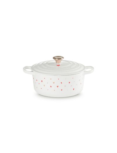 Cast Iron Hearts Round Casserole with Light Gold Knob